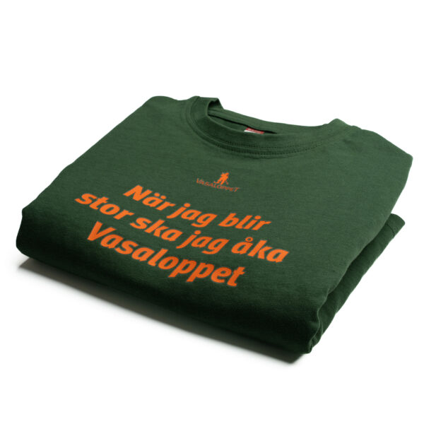 T-shirt (barn) grön ”När jag blir stor ska jag åka Vasaloppet” - Bild 3